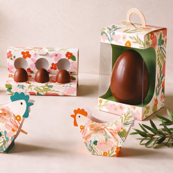 Panoramique Œuf "Douceur Printanière" Photo numéro 7 : Sac panoramique original de la collection "Douceur Printanière" pour œuf de Pâques. Idéal pour présenter et transporter vos chocolats avec style et sécurité.