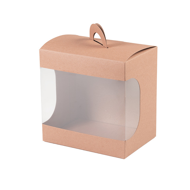 Panoramique Poule Kraft : Sac panoramique kraft alimentaire avec fenêtre transparente, parfait pour présenter et transporter une poule en chocolat de Pâques en toute sécurité.