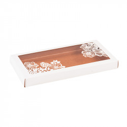 Étui Tablette "Florilège", Packaging kraft et dentelle en papier blanc