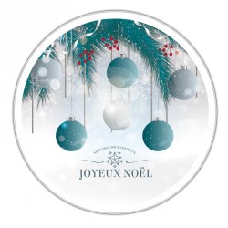 Boîte ronde métallique Caméléon G-19 - Sapin et boules - Joyeux noël