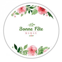 Boîte ronde métallique Caméléon I-02 - Bonne Fête Maman - Motif fleuri