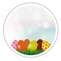 Boîte ronde métallique Caméléon I-38 - Motif œufs de Pâques décorés !