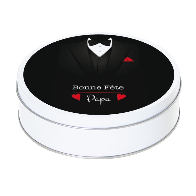 Boîte ronde métallique Caméléon I-20 - Bonne fête papa version smoking
