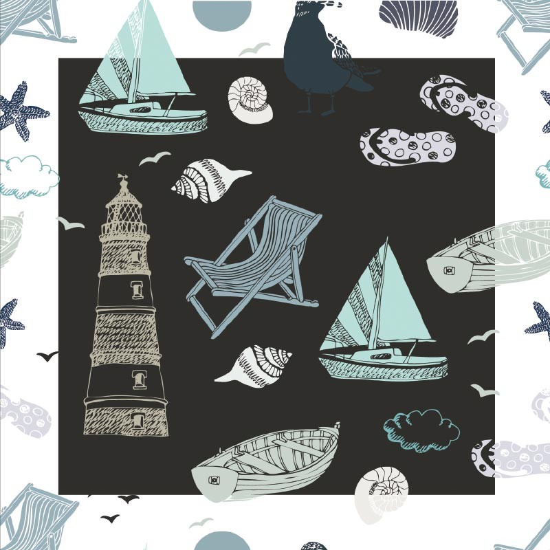 Carte Caméléon D-15 | Illustration L'été au bord de la mer Carte Caméléon D-15 | Illustration L'été au bord de la mer