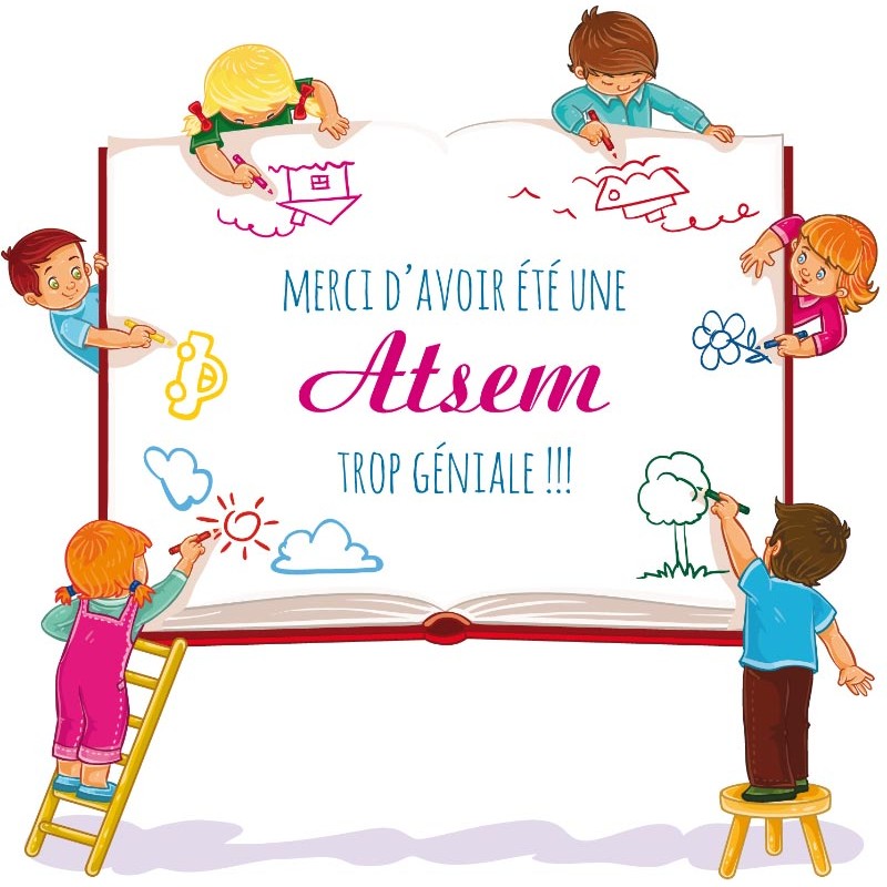 Carte personnalisée pour rentrée des classes - Version Atsem - Carte Caméléon I-46