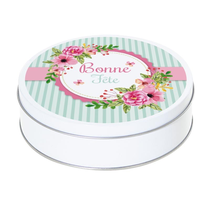 Boîte ronde métallique Caméléon I-44 pour chocolats - Fête des Mamies