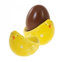 Lot de Coquetiers en Céramique en forme de Poussins pour déco Pâques !