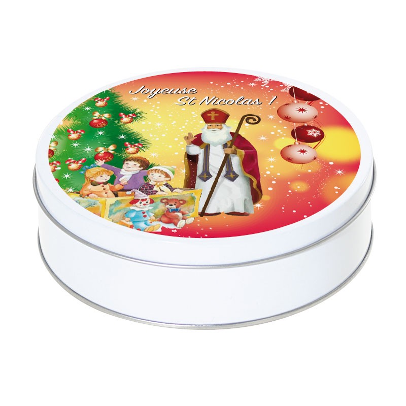 Boîte ronde métallique I-47 - Packaging à offrir à la Saint-Nicolas ! Boîte ronde métallique I-47 - Packaging à offrir à la Saint-Nicolas !
