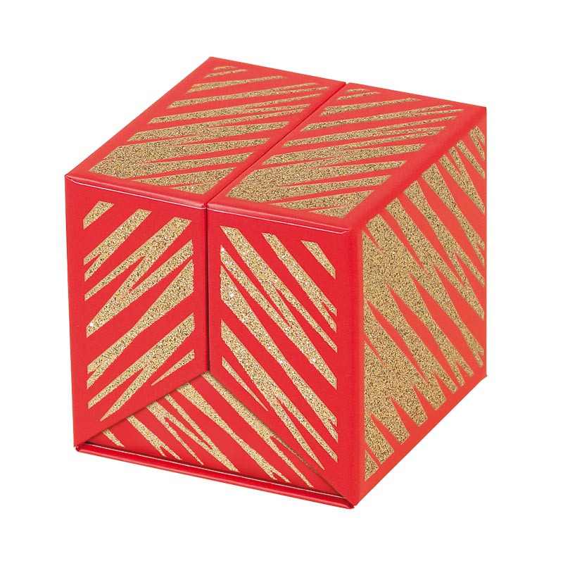 Emballage alimentaire cubique pour chocolatier - Baudelaire Granity Red and Gold Emballage alimentaire cubique pour chocolatier - Baudelaire Granity Red and Gold