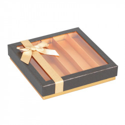 Molière Écrin - Boîte carrée au design cuir et or pour chocolatiers