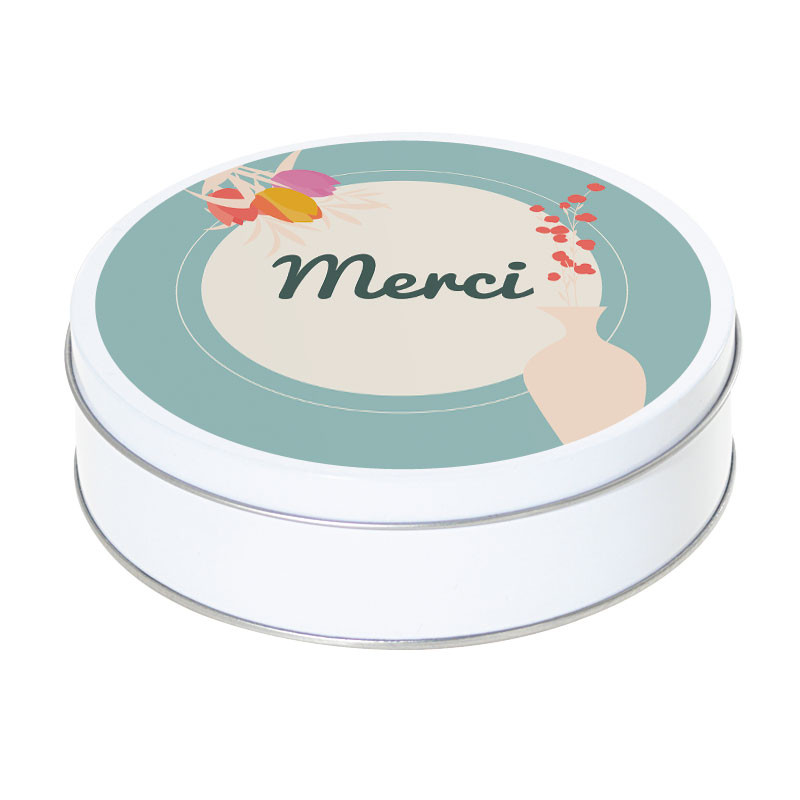 Boîte ronde métallique Caméléon I-16 - Une boîte pour dire Merci !
