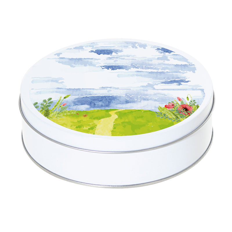 Boîte ronde métallique Caméléon C-04 - Aquarelle Paysage de printemps Boîte ronde métallique Caméléon C-04 - Aquarelle Paysage de printemps