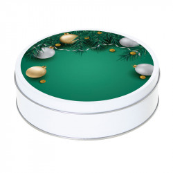 Boîte ronde métallique Caméléon G-05 - Boules de Noël or et argent