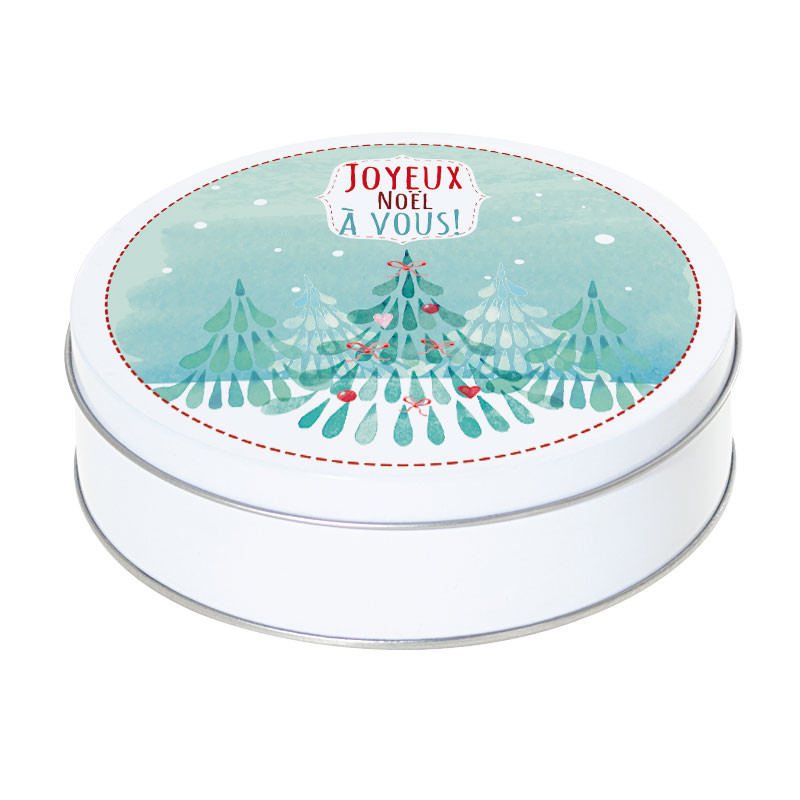 Boîte ronde métallique Caméléon G-04 - Motif Joyeux Noël à vous ! Boîte ronde métallique Caméléon G-04 - Motif Joyeux Noël à vous !
