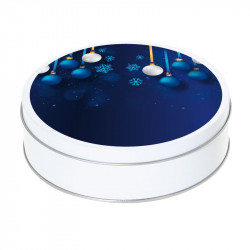 Boîte métallique Caméléon G-28 - Illustration bleue boules de Noël