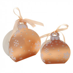 Packaging petits contenants chocolats - Boîte boule de Noël Or Rosé
