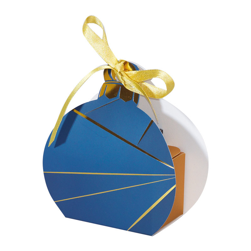 Packaging petits contenants chocolats - Boîte boule de Noël Bleu Nuit