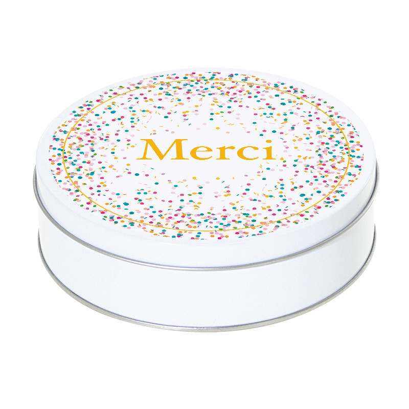 Boîte ronde I-54 - "Merci ! " pour chocolatiers / pâtissiers