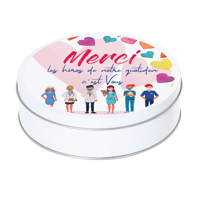 Boîte ronde métallique I-57 - "Merci, les Héros du Quotidien, c'est vous !" Boîte ronde métallique I-57 - "Merci, les Héros du Quotidien, c'est vous !"