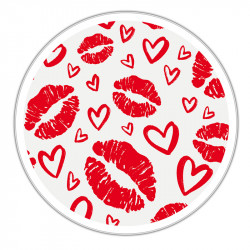 Boîte ronde métallique Caméléon I-68 - Baisers rouge à lèvres et cœurs