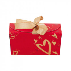 Packaging luxe pour chocolatiers - Ballotin Ruban Rouge avec cœurs or