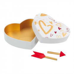 Boîte Cœur blanche et or - Packaging chocolats pour déclarer son amour