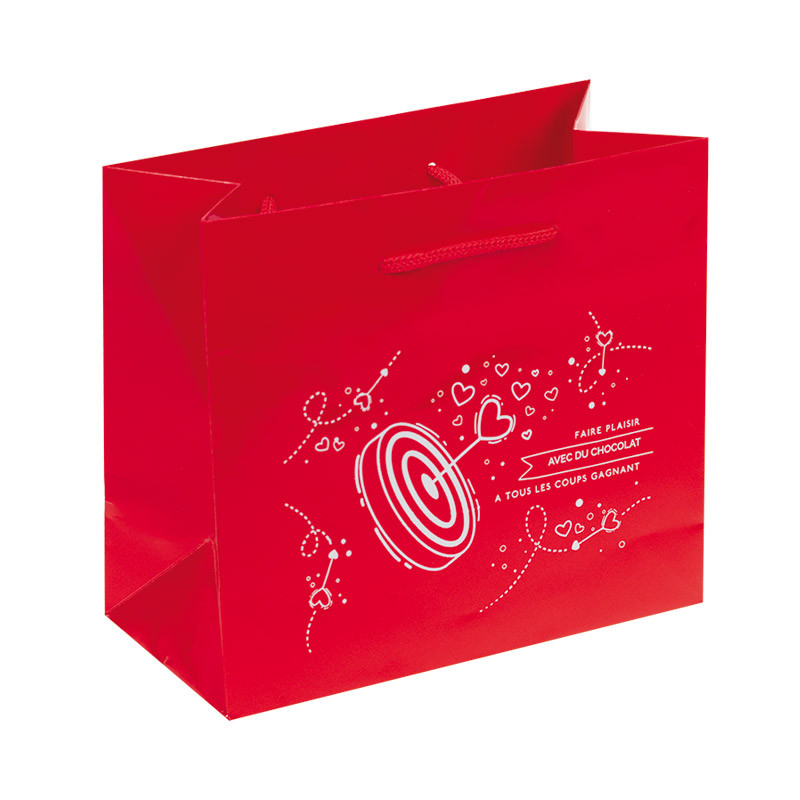 Sac cabas rouge de la gamme de packagings ludiques "Plein Cœur"