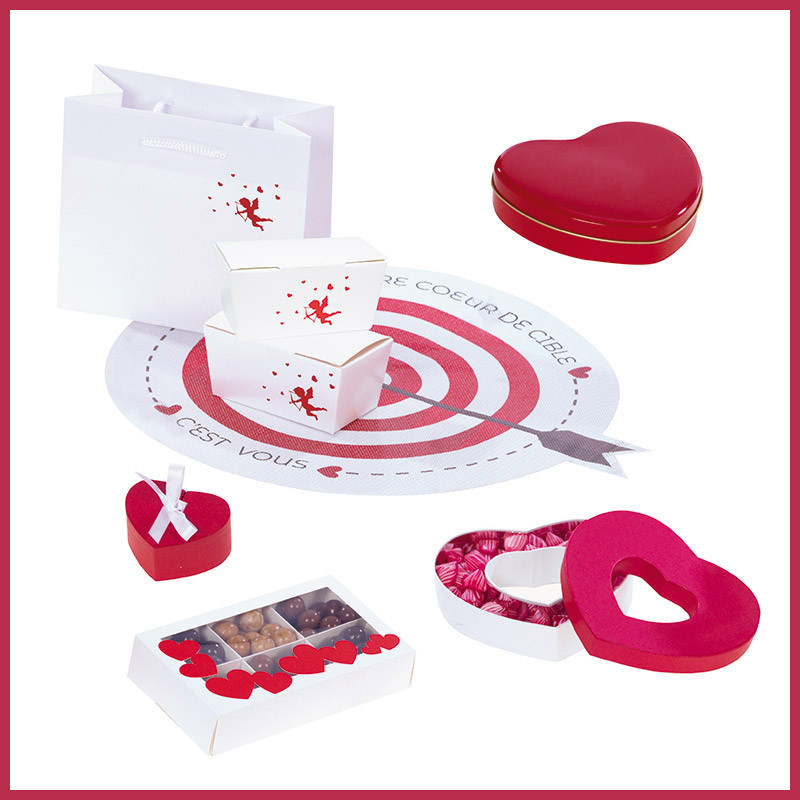 Ensemble Packagings rouges & blancs pour la St-Valentin - Kit "Idylle"