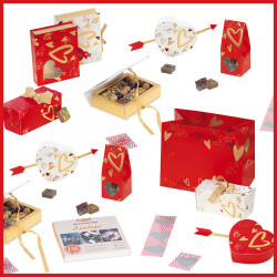 Ensemble de Packagings Kit pour une Saint-Valentin Rouge, Blanc et Or