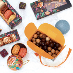Ballotin Ruban "Choco Bohême" - Packaging pour fêtes de fin d'année - Intérieur maïs