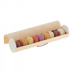 Makarine "Woody" - boîte cylindrique qui accueille alvéole 9 macarons