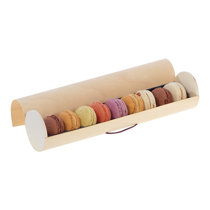 Makarine "Woody" - boîte cylindrique qui accueille alvéole 9 macarons