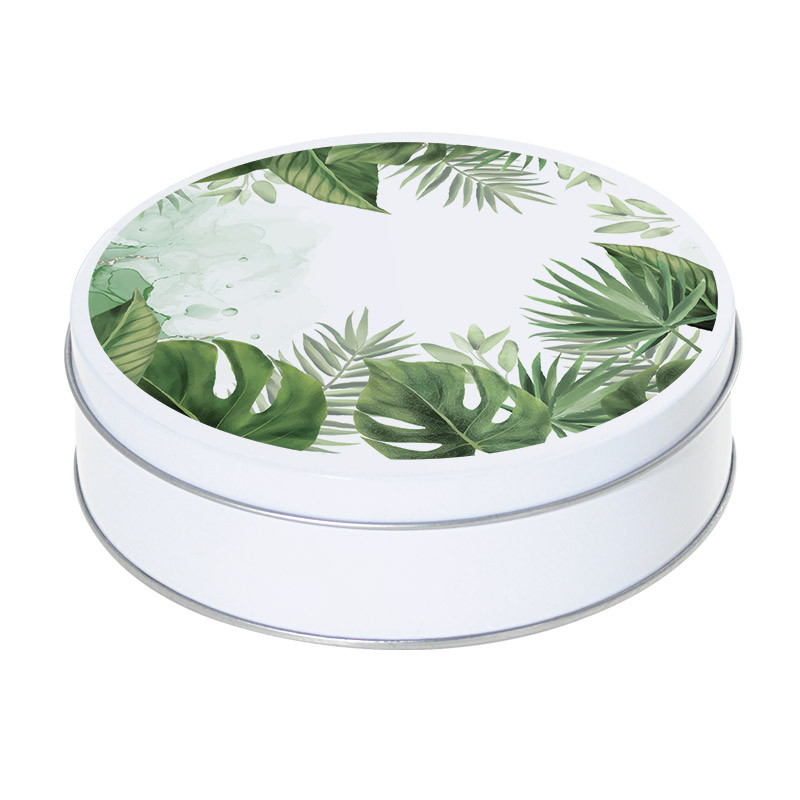Boîte ronde métallique J-04 - Illustration Végétation tropicale