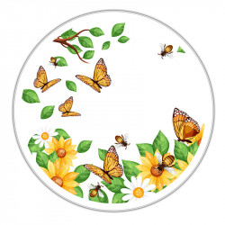 Boîte ronde métallique Caméléon C-21 - Motif fleurs et papillons