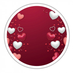 Boîte ronde métallique Caméléon I-79 - Motif Amour et Cœurs rouges