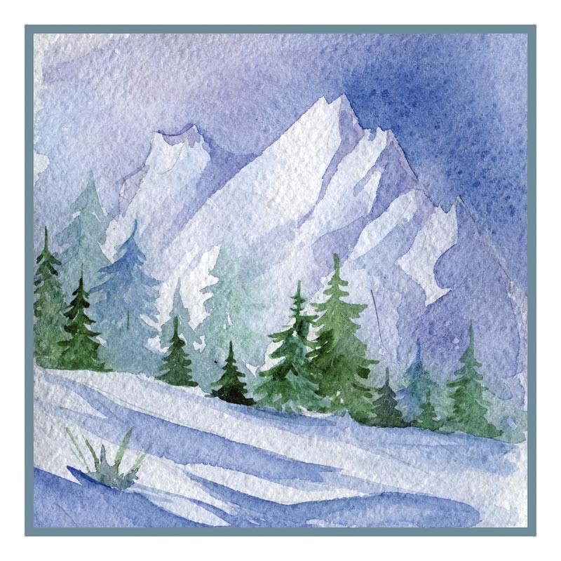 Packaging Caméléon personnalisé Aguarelle Paysage Montagneux en Hiver Packaging Caméléon personnalisé Aguarelle Paysage Montagneux en Hiver