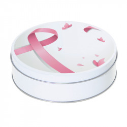 Boîte ronde métallique Caméléon E-10 - Octobre Rose contre le cancer du sein pour la santé des femmes