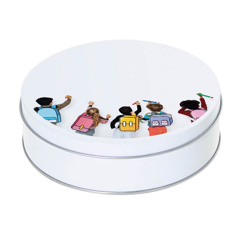 Boîte ronde métallique I-90A - Idéale pour fêter la rentrée en cadeau !