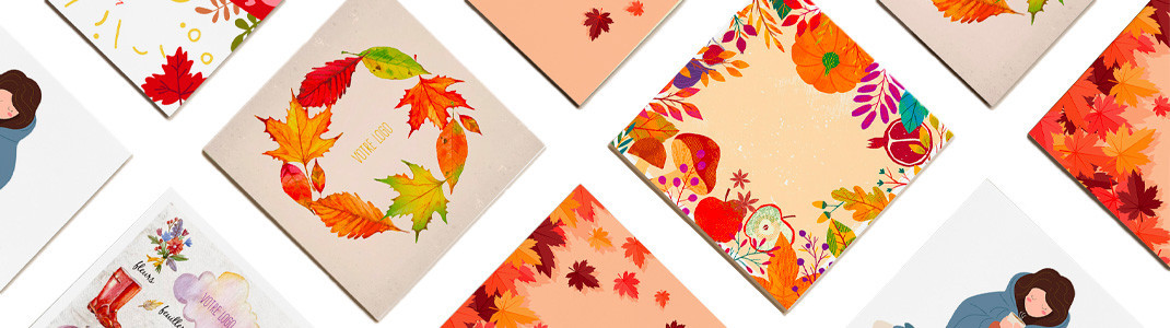 Cartes Caméléon sur le thème de l'Automne pour graphisme personnalisé