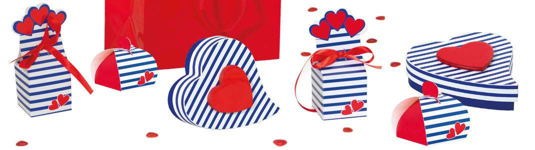 Collection "Lovely Navy" - Packaging marinière blanc/bleu - Cœur rouge