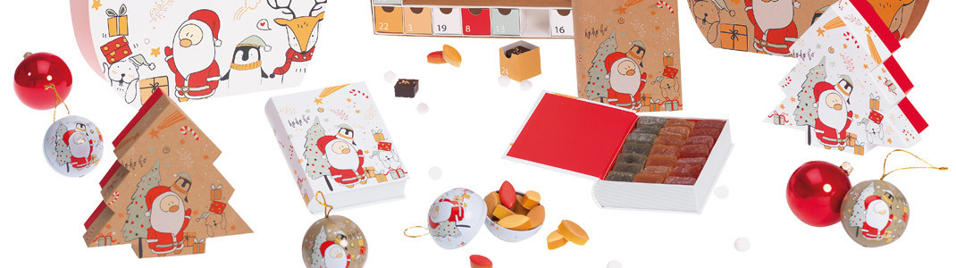 Collection de Packagings de luxe "Noël & Co" pour chocolatiers 