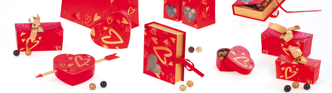 Gamme de packagings pour la saint-valentin "Premier rendez-vous Rouge"