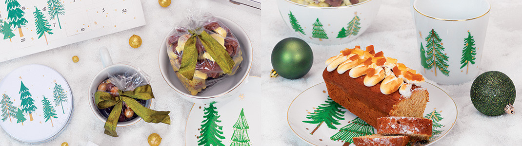 Goûter d’hiver en Forêt - Contenants en céramique pour vitrine de Noël