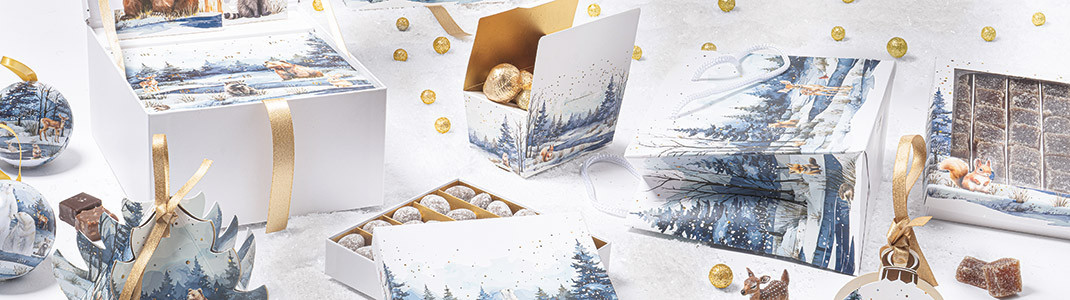 Packaging chocolats Noël hiver - Collection "Matin d’Hiver" - Embaline