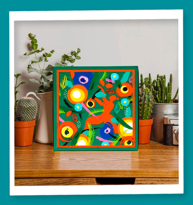 Boîte molly tempo avec couvercle décor de tableau